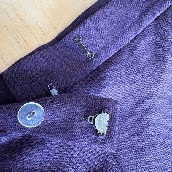 Y2K Rena Rowan 100% Woolmark Wool Purple Pants High Waist Wide Leg Womens Sz 14 - Picture 7 of 10